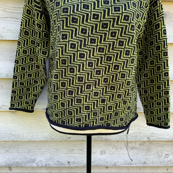 Vintage Express Tricot Jacquard Print Long Sleeve Collared Quarter Zip Sweater - Picture 8 of 16